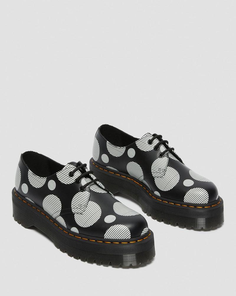 1461 Polka Dot Smooth Bőr Platform Cipő Férfi Fekete | HU 196NWY